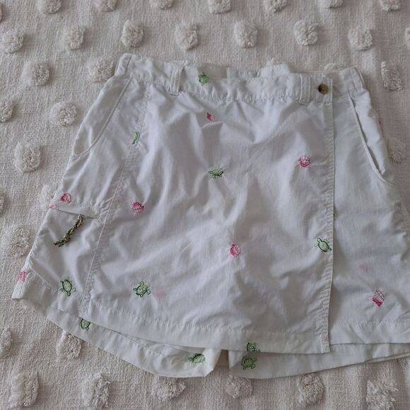 Columbia M white skort faux wrap skirt, shells enbroidery - Picture 5 of 9